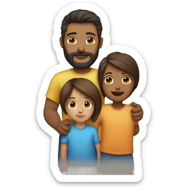 Parents holding toddler boy with love. Mother and father have brunette hair and boy has dark blonde hair. Father has a beard. They are all light skinned sticker