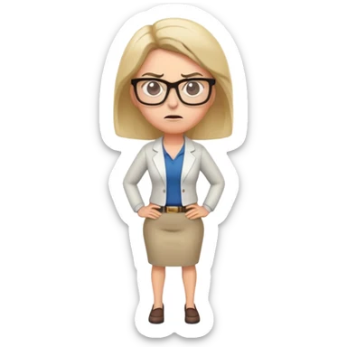 full body angry female teacher with hands on hips sticker