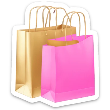 pink and gold shopping bags sticker