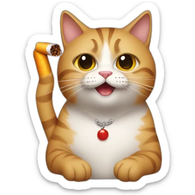 Cat with a cigarette sticker