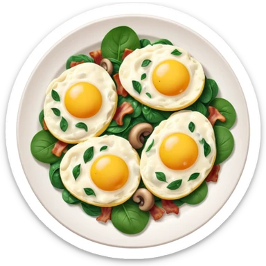 Scrambled eggs with bacon, mushrooms, and spinach  sticker