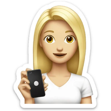 blonde girl with cell phone sticker