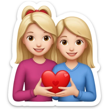2 girls that have a heart sticker