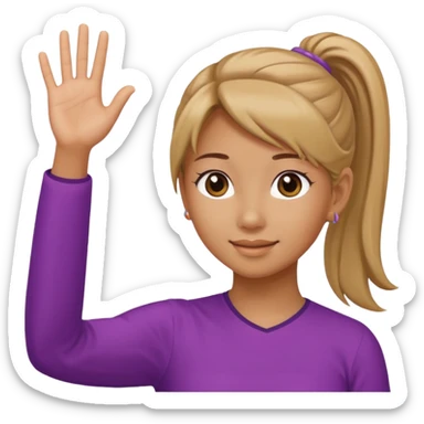 Mini poodle with Asia ponytail hair girl say goodbye sticker