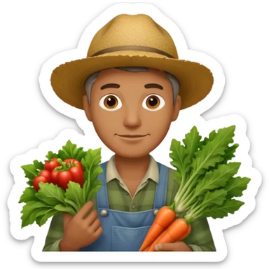 farmer man holding vegetables sticker