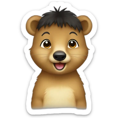 a-happy-quokka-with-happy-black-hair-girl sticker