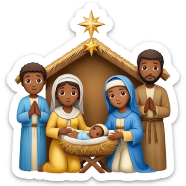 African American Nativity scene  sticker
