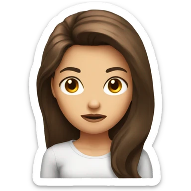 angry emoji with brunette hair and make it attractive and a girl sticker