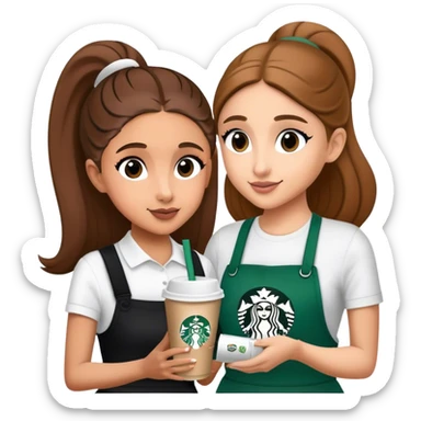 Ariana Grande getting her Starbucks cup from the Starbucks cashier sticker