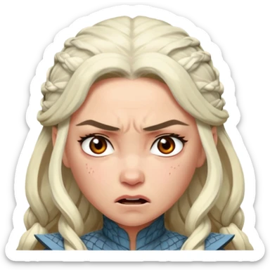 Daenerys Targaryen ANgry from Games of throne character face only younger sticker
