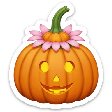 pastel pink orange halloween  flower pumpkin choker sticker