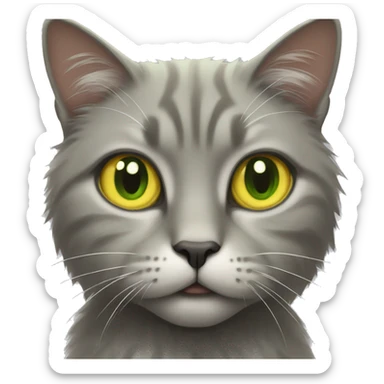 A rad-haired cat with yellow-green eyes sticker