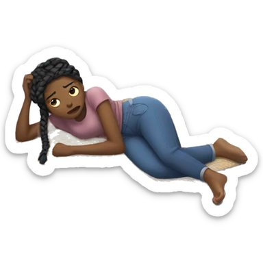 a black woman laying on the floor braids sick sticker
