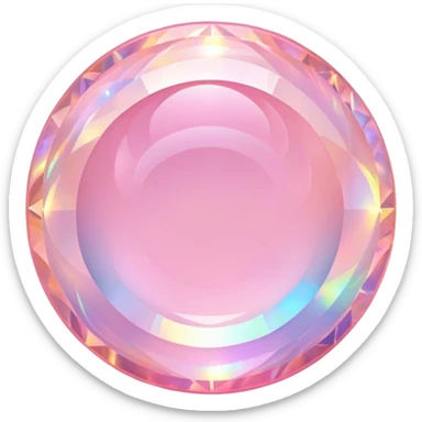 round cut pink opal gemstone with layered holographic fire and sparkling highlights sticker