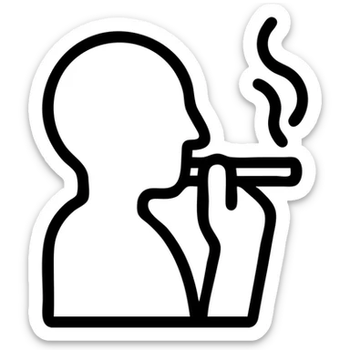 person smoking, outlined icon, monochrome sticker