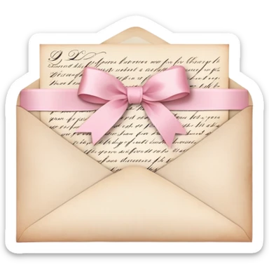 vintage love letters in envelope tied with a baby pink ribbon  sticker