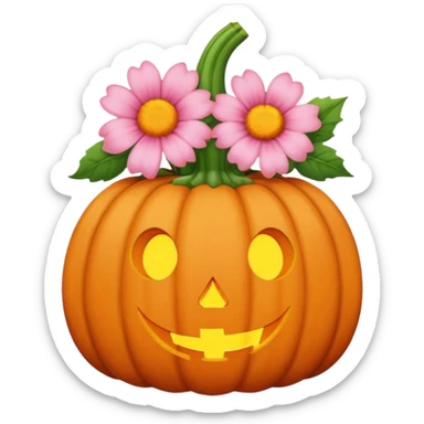 pastel pink orange halloween  flower pumpkin choker sticker