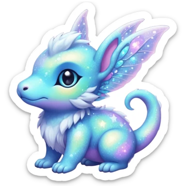 Pastel nebula furry realistic glittery Randomly-faerie-drake-colored sparkly exotic Fakémon-creature sticker