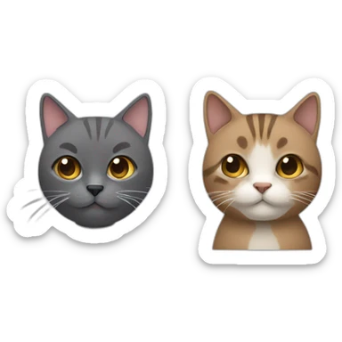 a gray cat with black strip and a brown man with a mustach with dark blond hair sticker