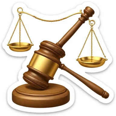 a gavel and a scale, symbolizing justice and international law sticker