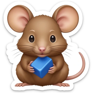 raton comiendo bloque azul sticker