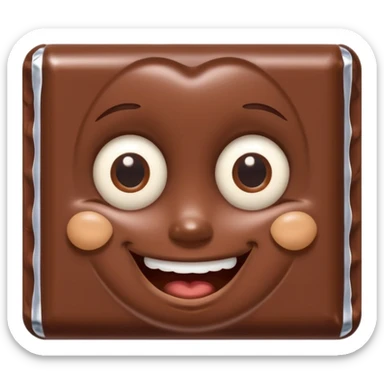  chocolate bar with eyes and mouth looking at the camer sticker