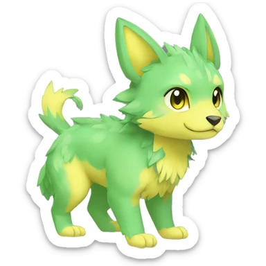 Cute cool green yellow animal hybrid Fakemon full body sticker