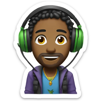 Emoji pour avatar twitch gameur blanc sous fond de reggae sticker