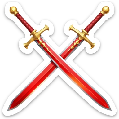 Golden fiery royal two crossed swrods with red gem and golden blade and golden handle sticker