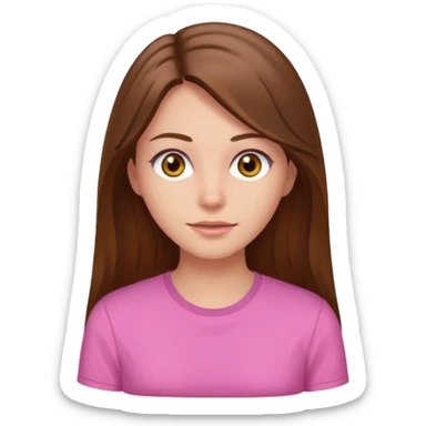 brown long hair hazel eyed woman in a pink shirt sticker