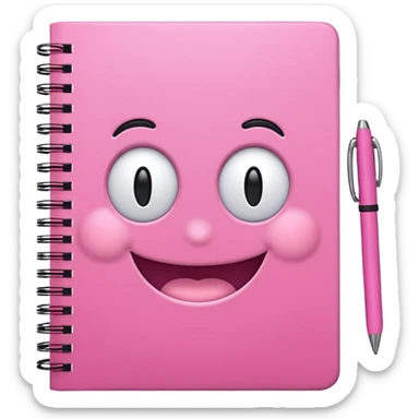 libreta de anillos rosada con carita feliz en la portada sticker