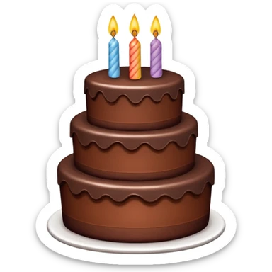 a big three-tiered chocolate birthday cake without candles sticker