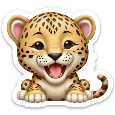 cinematic-realistic-yawning-baby jaguar-portrait-emoji,-head-tilted-slightly-with-a-dramatic,-wide-open-yawn,-showcasing-a-lithe,-graceful-build-with-distinctive-rosette-patterns-and-sleepy,-half-closed-eyes,-simplified-yet-irresistibly-adorable, realistic sticker