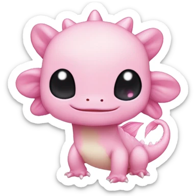 high detailed pink cute axolotl stitch chibi  sanrio pokemon like chinese dragon sticker