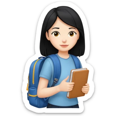 walk black long hair girl at university  sticker