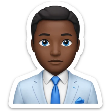 businessman, black skin, black eyes, white suit, blue tie sticker