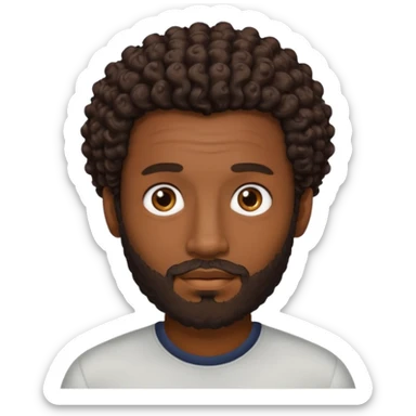 Dark brown skin man with a light beard and a curly   fade haircut with dark brown eyes sticker