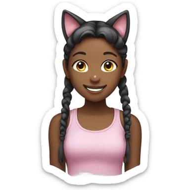smiling girl with twintails and cat ears sticker