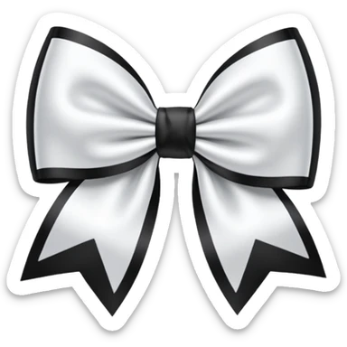 white satin Bow + black bow sticker