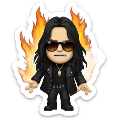 Ozzy Osbourne on fire sticker