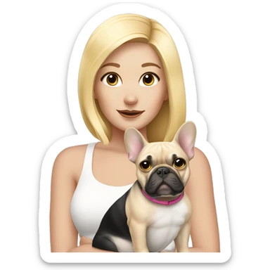 Blonde girl with french bulldog  sticker
