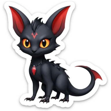 Futuristic Gothic Black Cute Dark Abyssal Vampiric Batty Ethereal Modern Salandit-Litten-Noibat-Abyss-Lykoi-Fakémon-creature-hybrid Full Body sticker