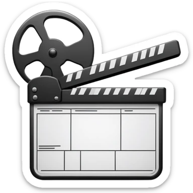 single line art movie clapper, ultra thin outlines, no fill, most minimal possible sticker