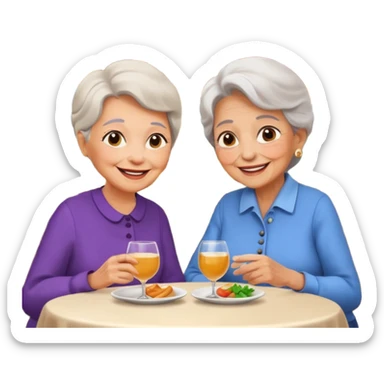 conversación dentro de un restaurant  dos personas y una de las persoans sea una abuela sticker