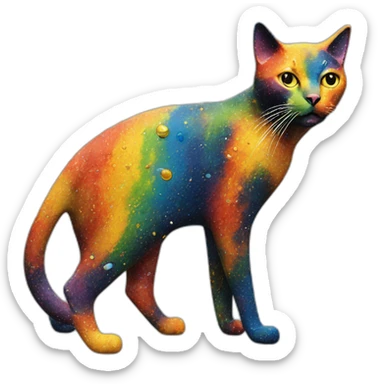 colorful rainbow jackson pollock cat sticker