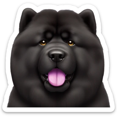 Full body black Chow chow with purple tongue, photorealistic 4k sticker