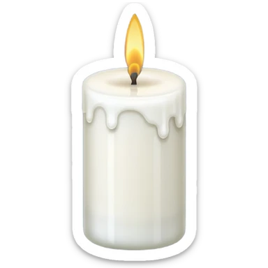 white candle with a sparkling base sticker