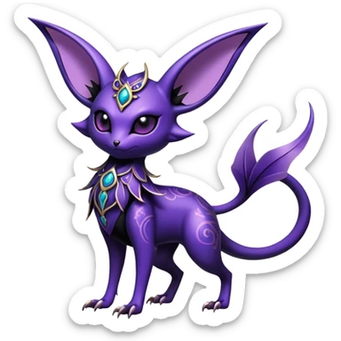 Shiny Exotic Badass Mysterious Gothic Noibat-Espeon-Pokémon-Fakémon-hybrid-creature (full body) sticker