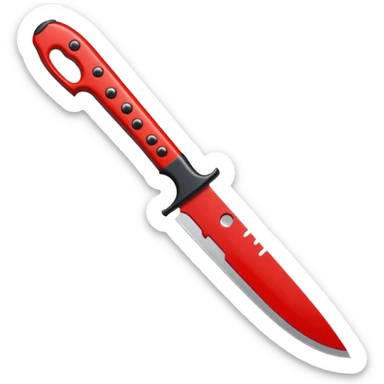  A knife with a black cutting handle with drilling blood on it sticker