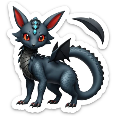Modern Futuristic Scaly Cyber-Salandit-Umbreon-Litten-Hybrid (Full body) sticker